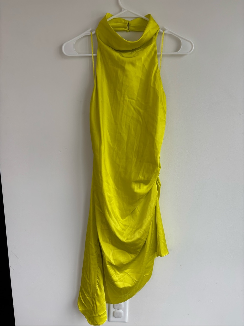 DO+BE Neon Yellow Asymmetrical Halter Dress